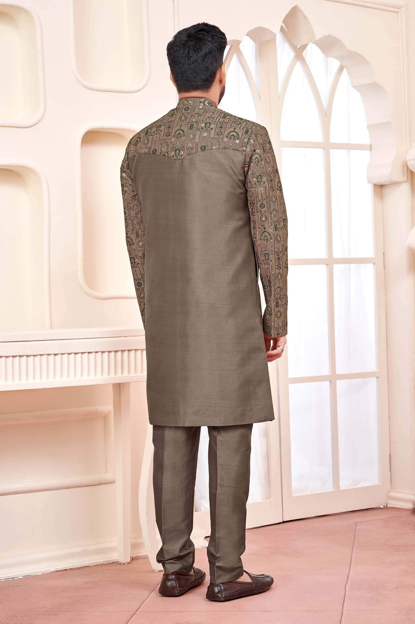 Mehndi Green Indo-Western Outfit With Exquisite Design