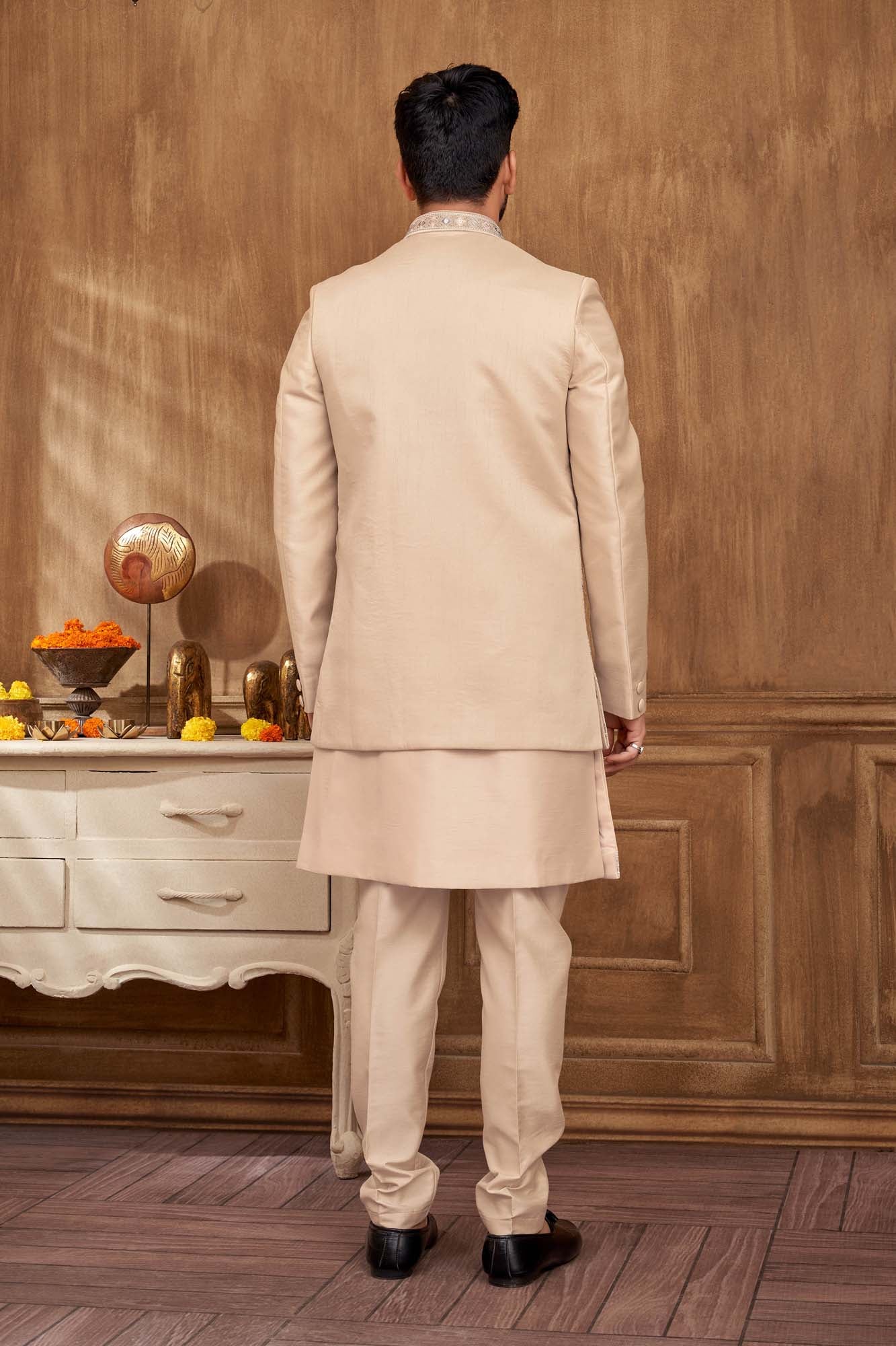 Men's Embroidered Jacket and Indo Western Set