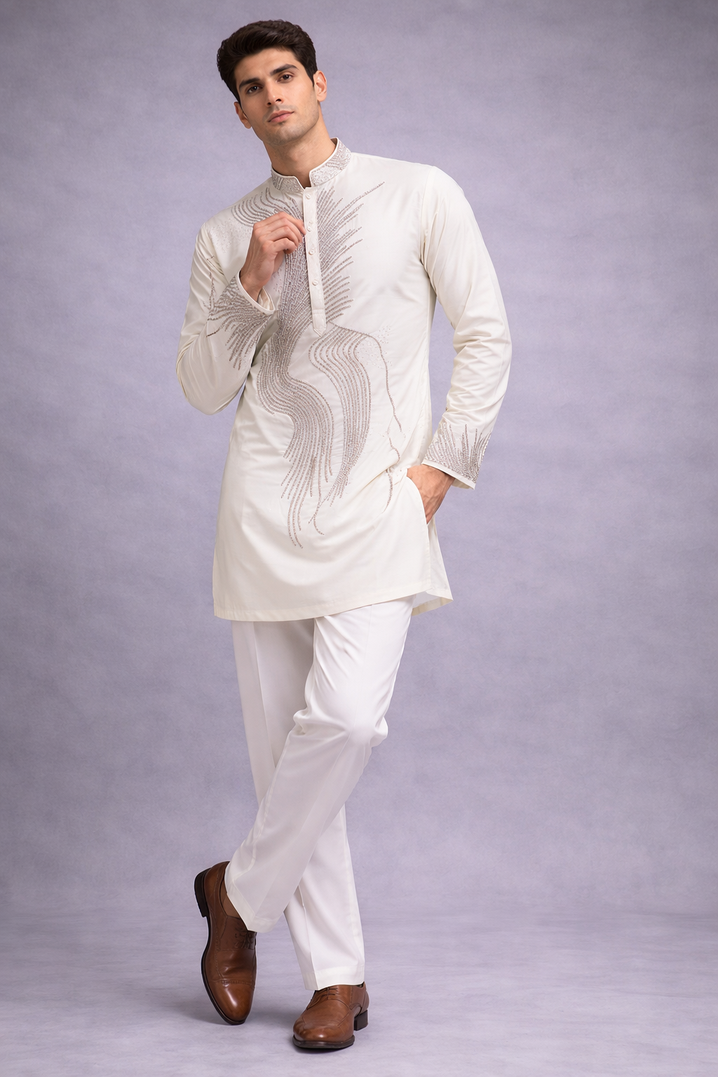 V-neck vs round-neck kurta comparison for men – Ethnic Mela India