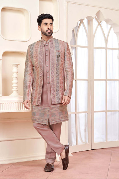 Peach Indo- Western Wedding Look