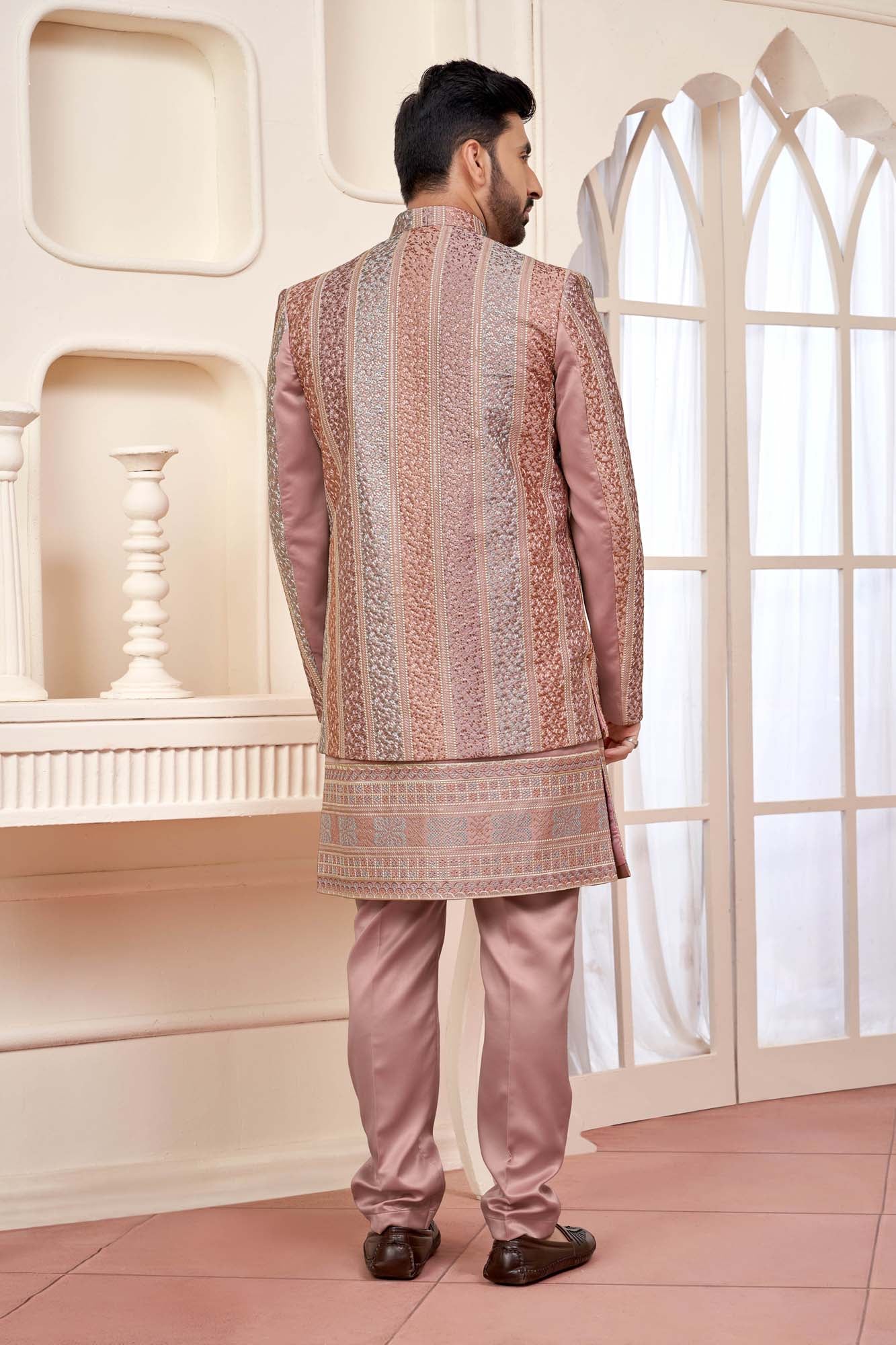 Peach Indo- Western Wedding Look