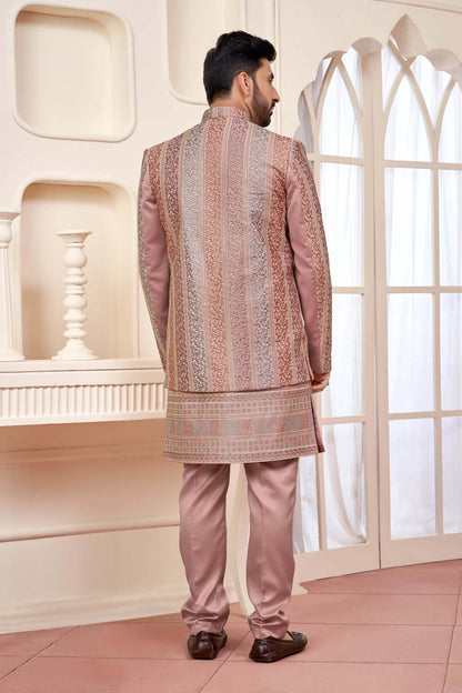 Peach Indo- Western Wedding Look
