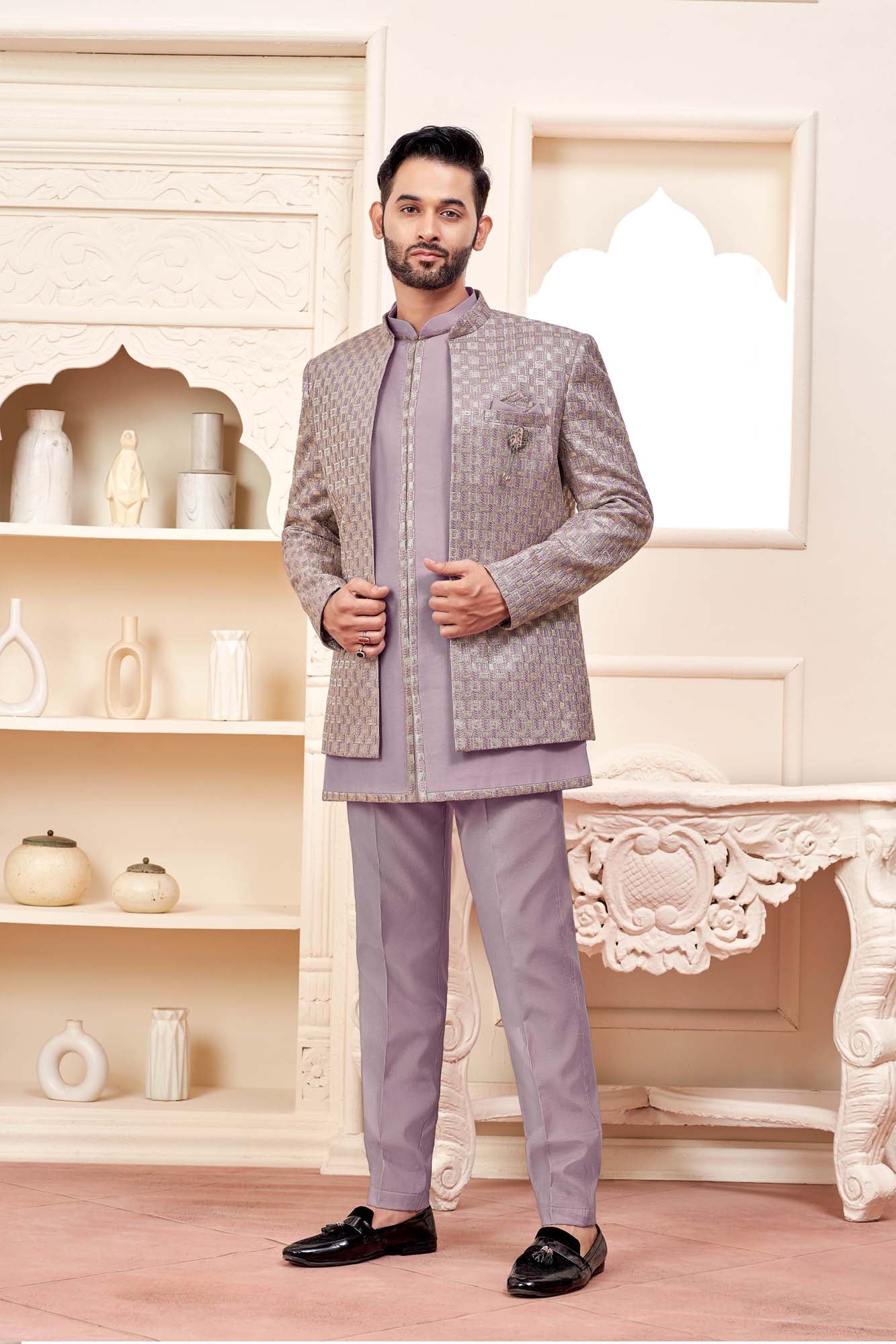 Purple Checks: The Perfect Ethnic Men'S Wear