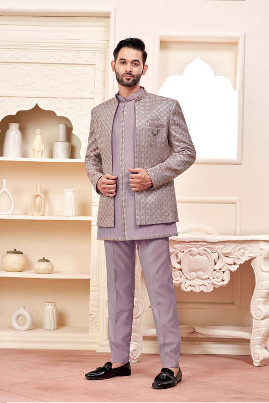 Purple Checks: The Perfect Ethnic Men'S Wear