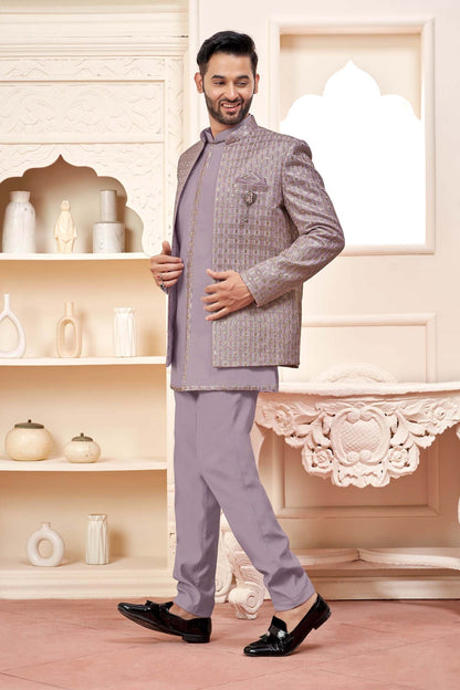 Purple Checks: The Perfect Ethnic Men'S Wear