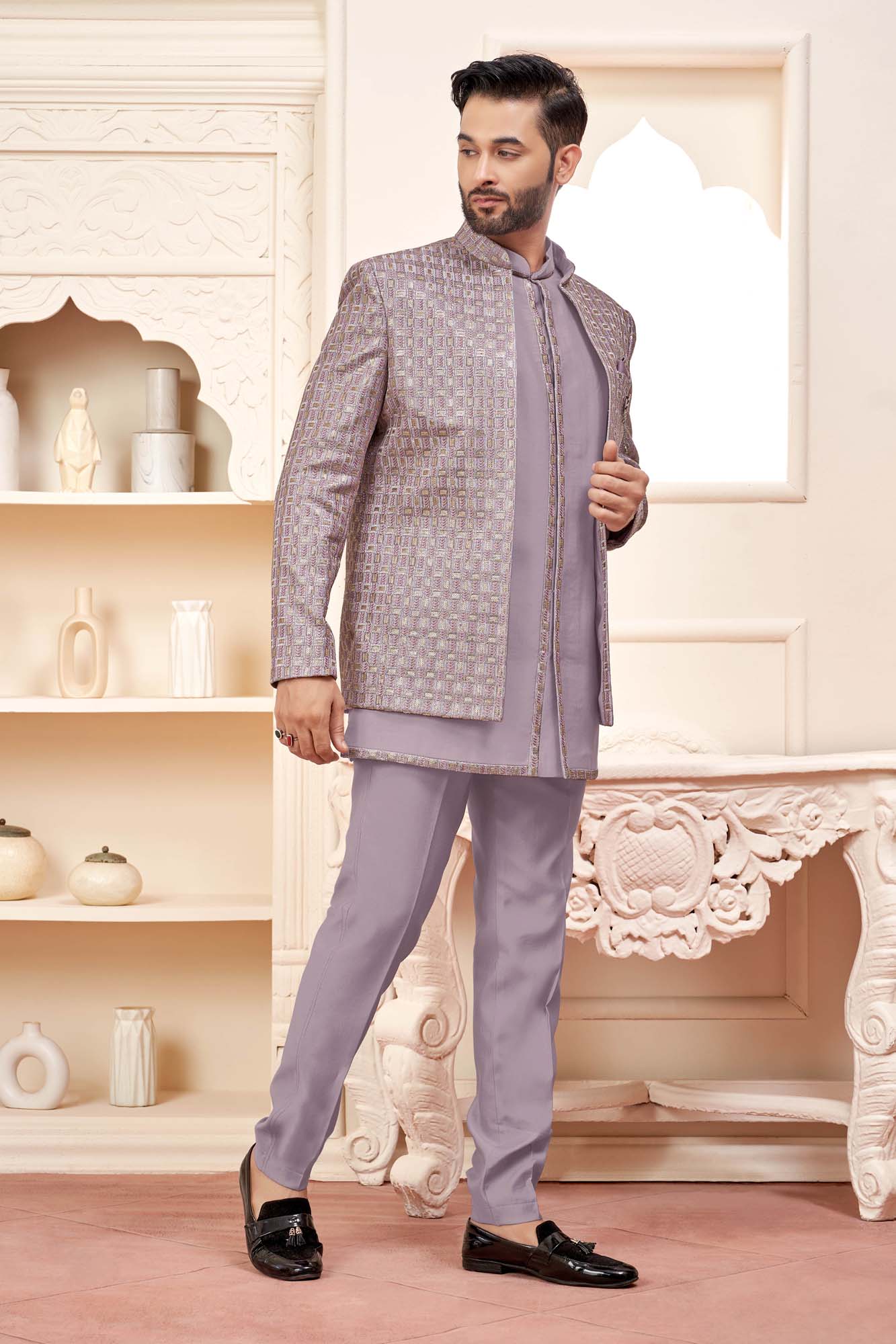 Purple Checks: The Perfect Ethnic Men'S Wear