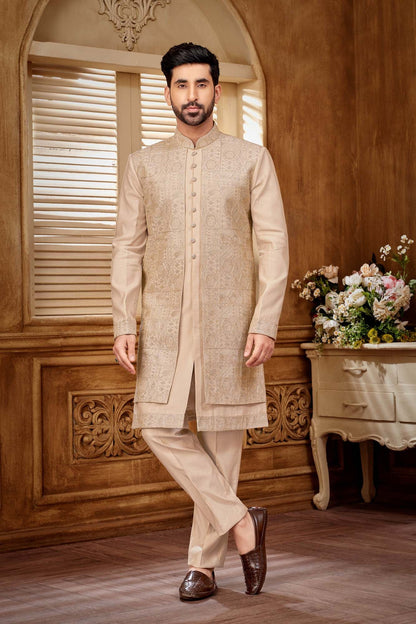 Men's Ethnic Indo-Western Kurta Set With Embroidery – Perfect For Festive Occasions