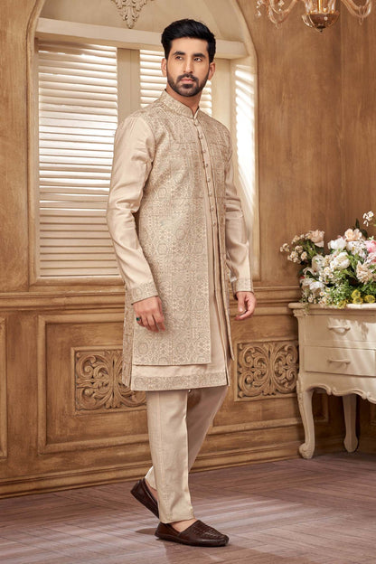 Men's Ethnic Indo-Western Kurta Set With Embroidery – Perfect For Festive Occasions