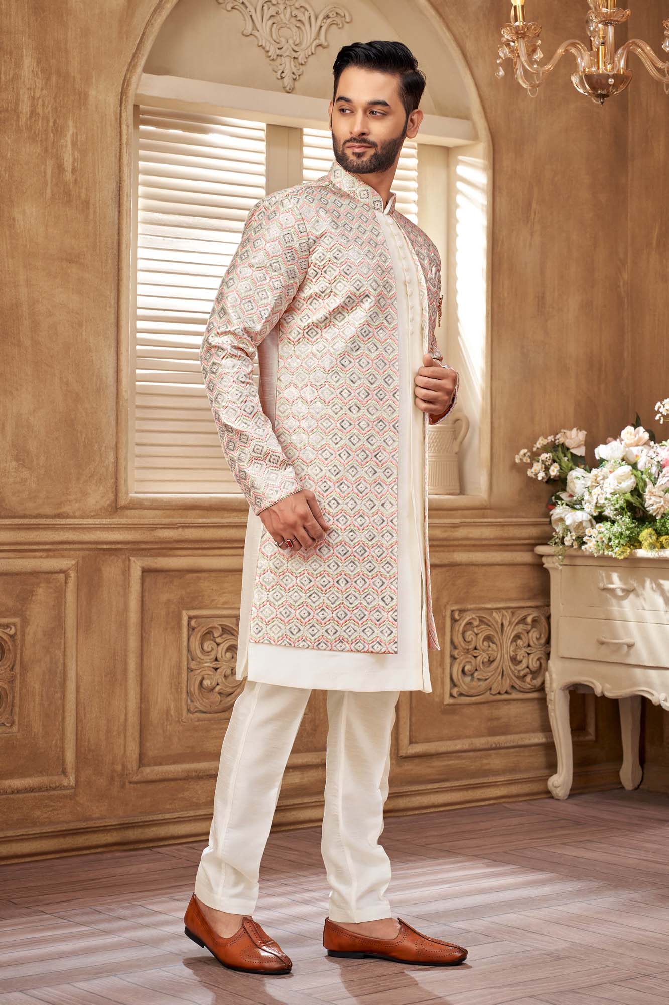 Unique Embriodery Indo-Western Set For Men