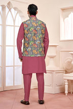 Dark Pink Kurta Jacket Set for Men – Ethnic Wear