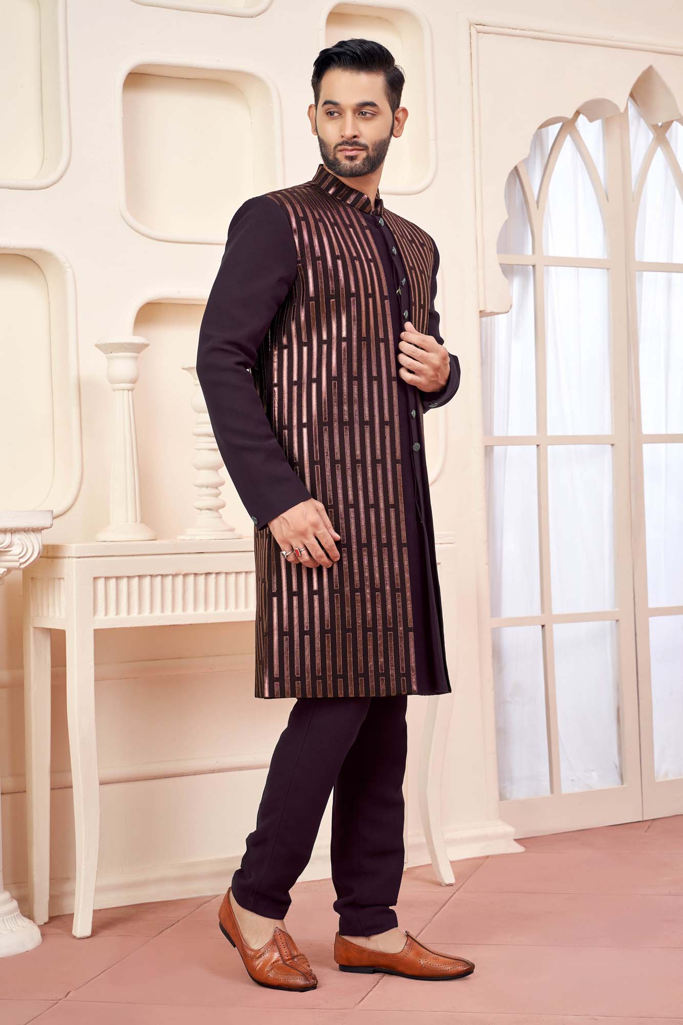 Black Indo-Western Outfit With Sleek Red Accents