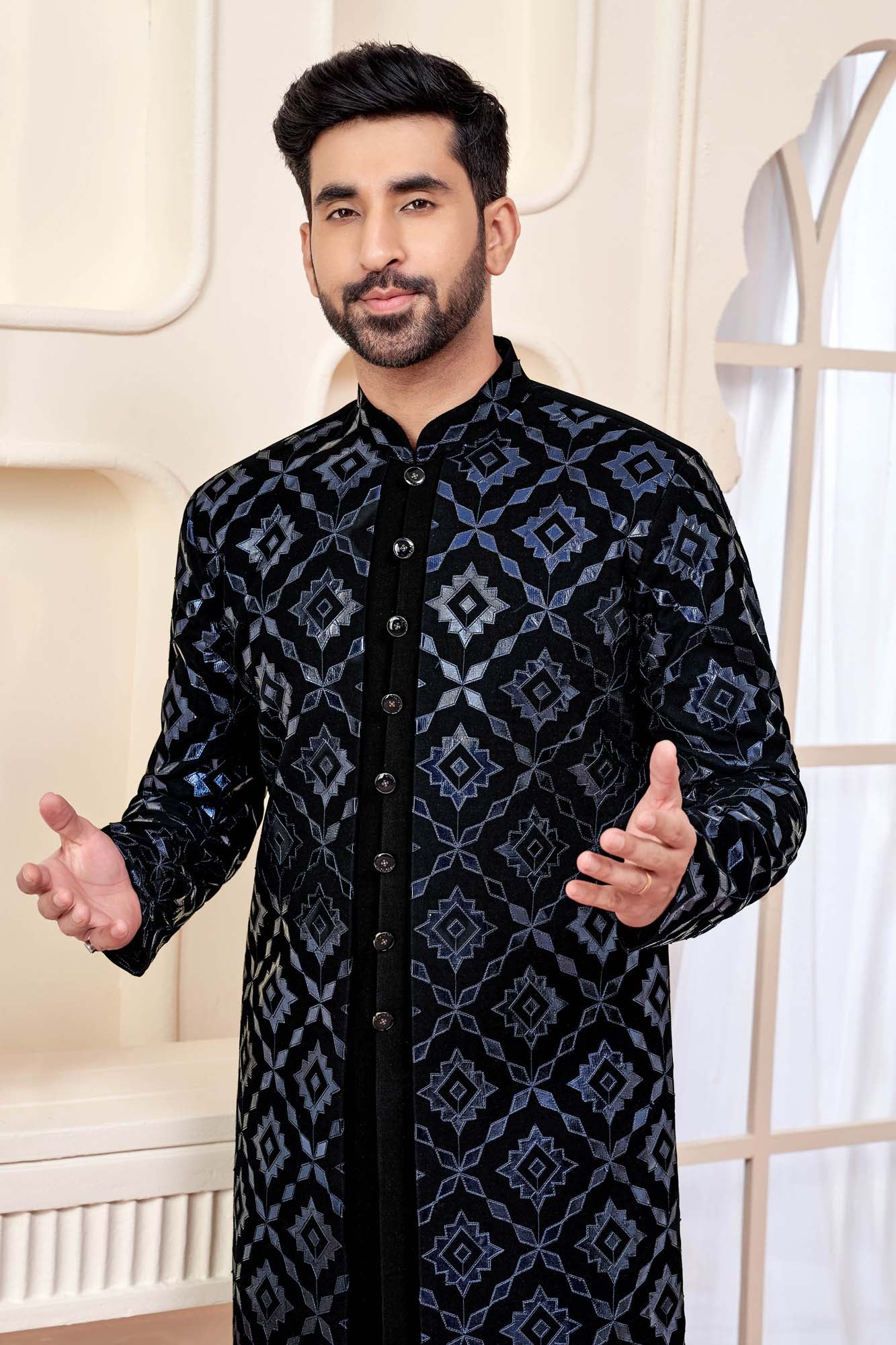 Black Indo-Western Outfit With Striking  Mirror Work