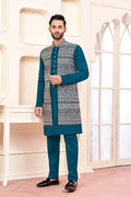 Teal Green Indo-Western Outfit With Unique Tribal Design