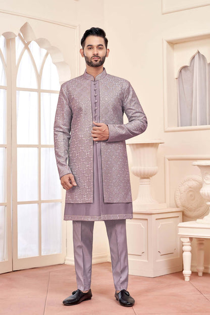 Purple Indo-Western Outfit With Exquisite Embroidery