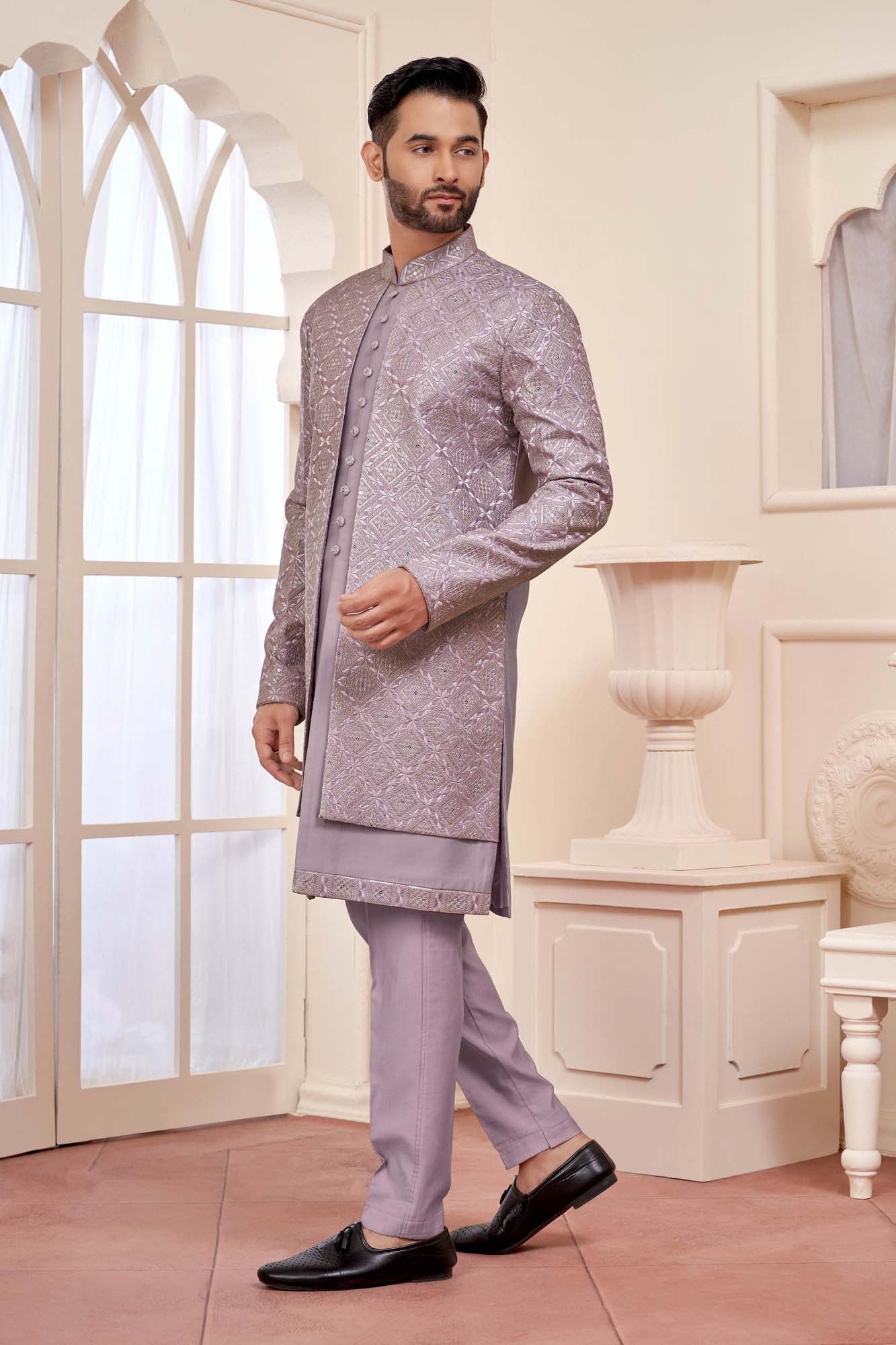 Purple Indo-Western Outfit With Exquisite Embroidery