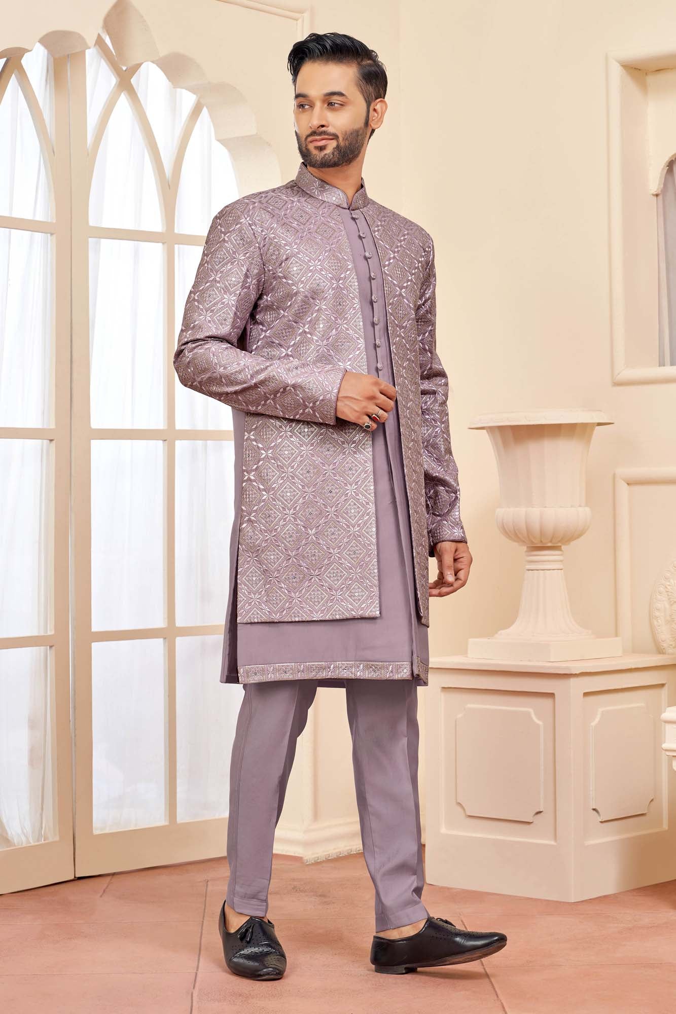 Purple Indo-Western Outfit With Exquisite Embroidery