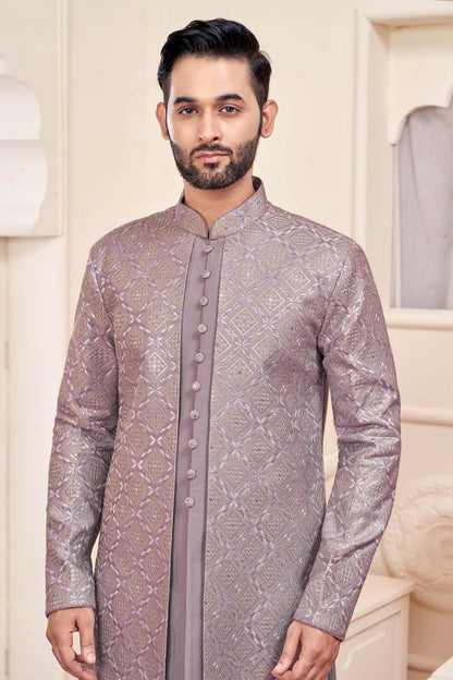 Purple Indo-Western Outfit With Exquisite Embroidery