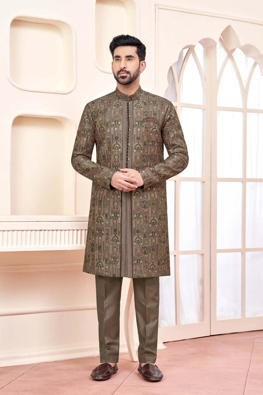 Mehndi Green Indo-Western Outfit With Exquisite Design