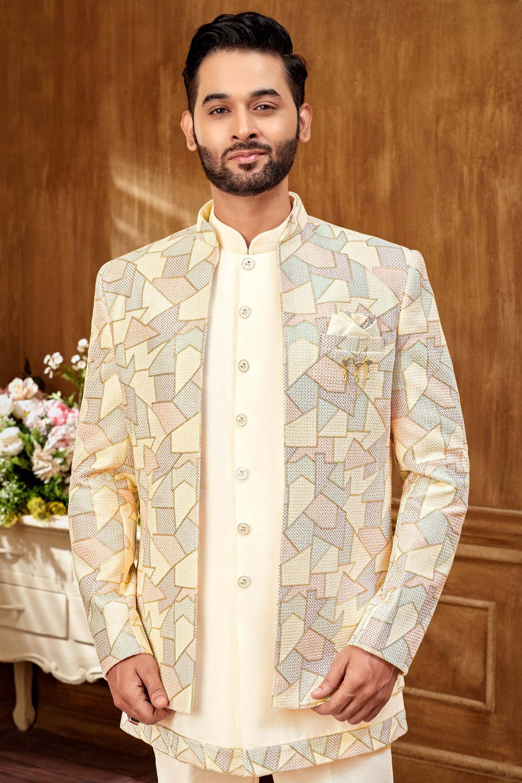 Pastel Jodhpuri Set for Men – Elegant Wedding & Festive Wear