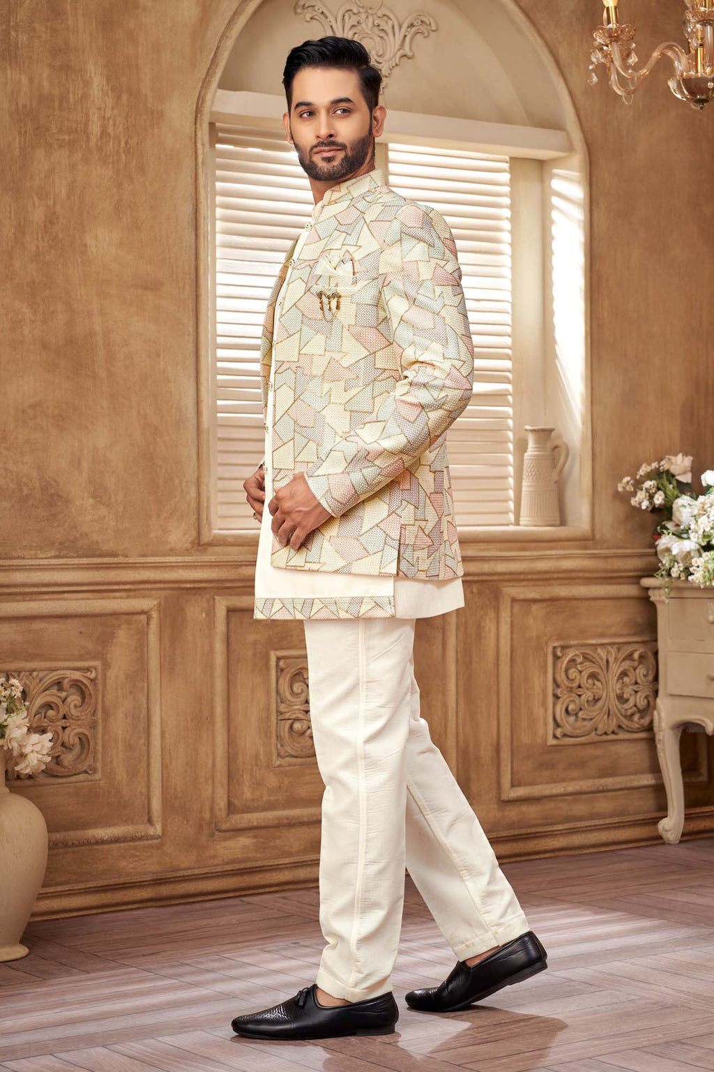 Pastel Jodhpuri Set for Men – Elegant Wedding & Festive Wear
