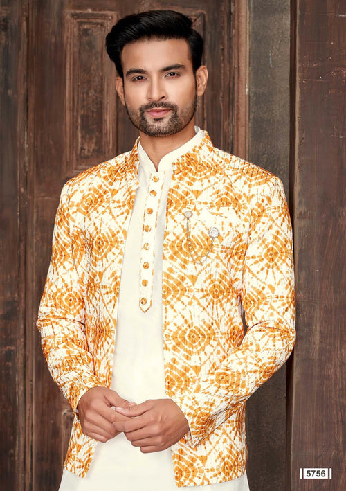 Art Silk Jodhpuri Set with Kurta and Pant for Men