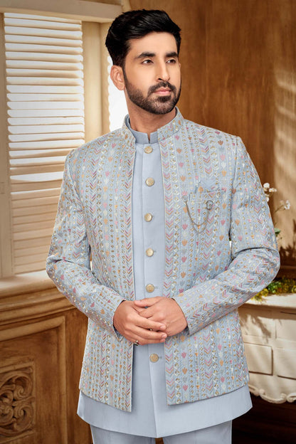 Blue Pastel Jodhpuri Set For Men