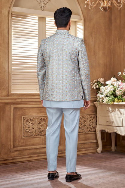 Blue Pastel Jodhpuri Set For Men