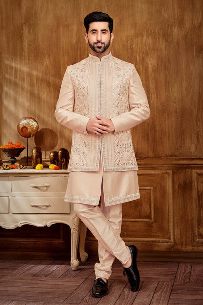 Men's Embroidered Jacket and Indo Western Set