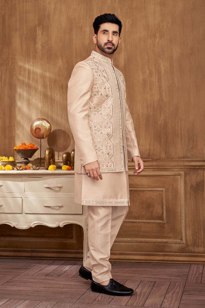 Men's Embroidered Jacket and Indo Western Set