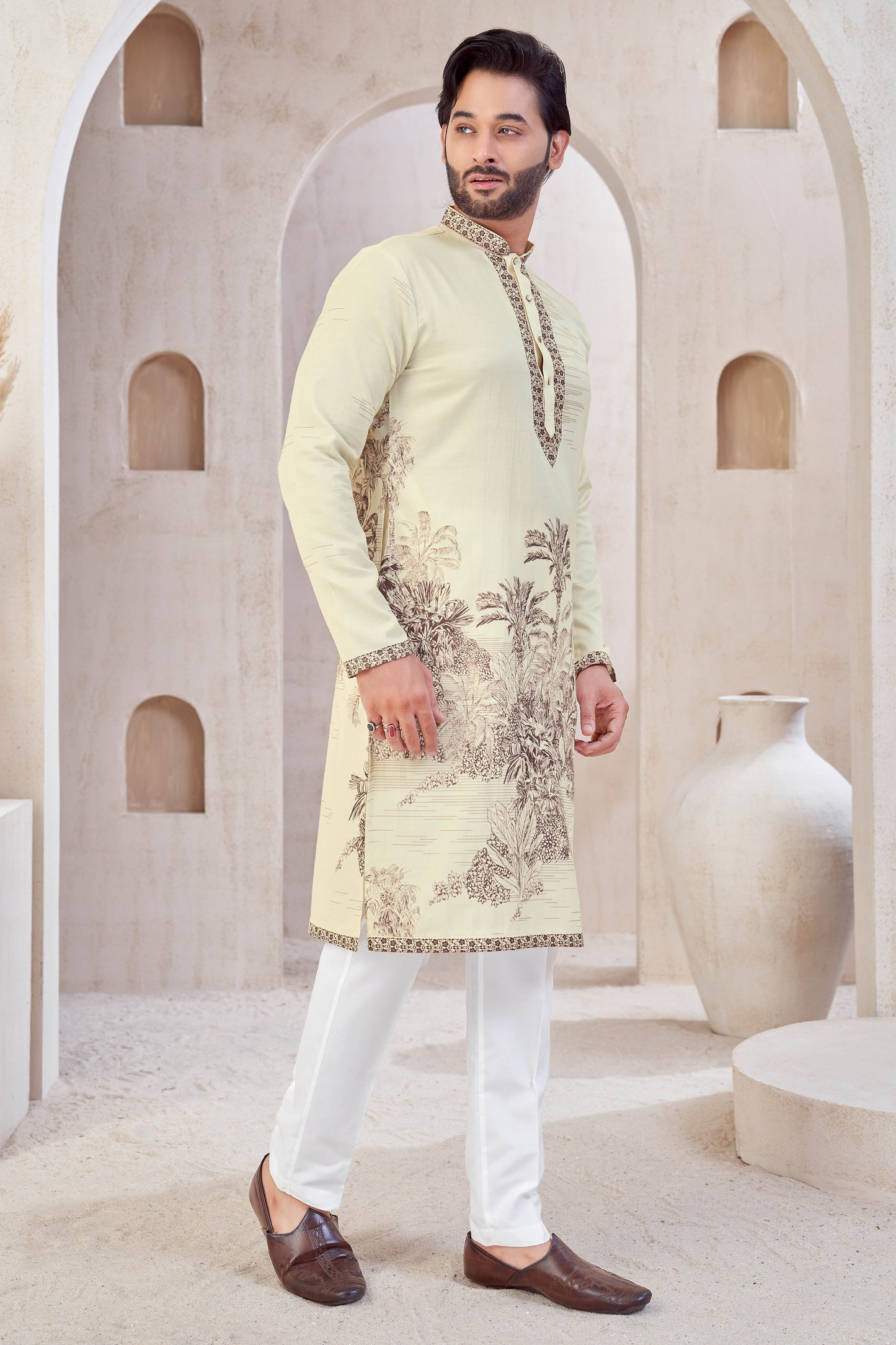 Vintage Meadow Ivory Kurta