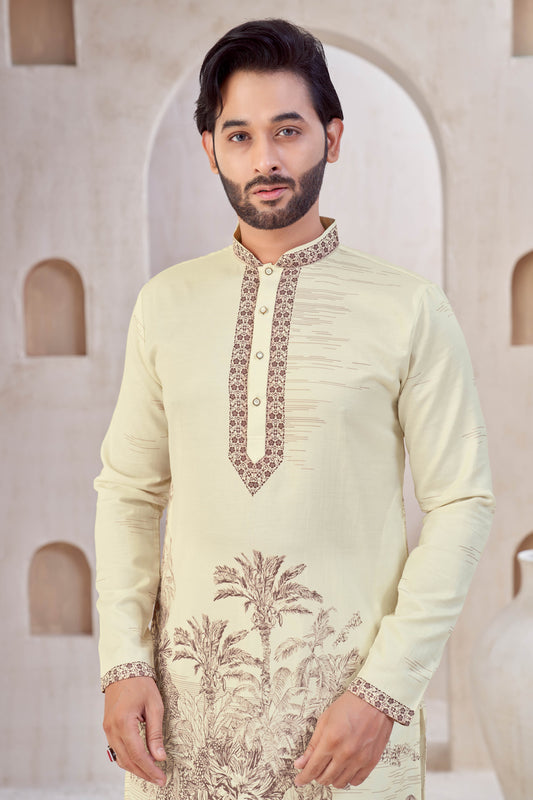 Vintage Meadow Ivory Kurta