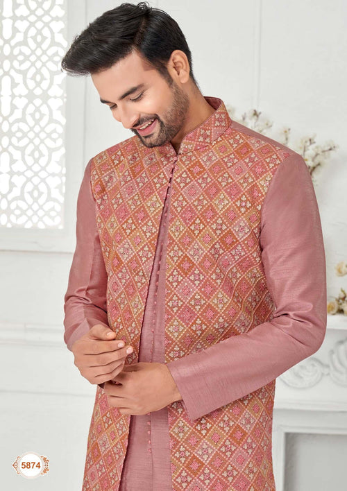 Art Silk Indo Western with Pants for Men