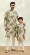 Father Son Combo Set for Ganpati Festival - Kurta & Soft Silk Pants