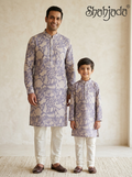 Father Son Combo Set for Housewarming - Kurta Pant in Viscose & Silk