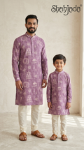 Father Son Traditional Kurta Set for Rehearsal Dinner - Digital Print