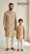 Father Son Ethnic Kurta Pant Set for Bhai Dooj - Digital Print Viscose