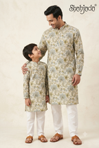 Father Son Twinning Kurta Set for Dussehra - Digital Print Viscose