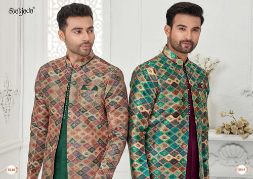 Art Silk Indo Western with Pants for Men