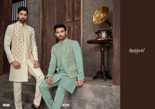 Art Silk Indo Western with Pants for Men