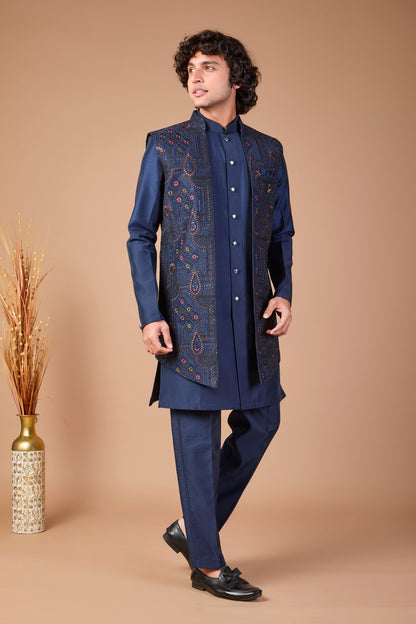 Festive Occasions Navy Men’s Indo-western