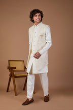 Cream Raw Silk Indo-Western for Men – Premium Traditional Wear