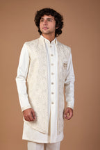Cream Raw Silk Indo-Western for Men – Premium Traditional Wear
