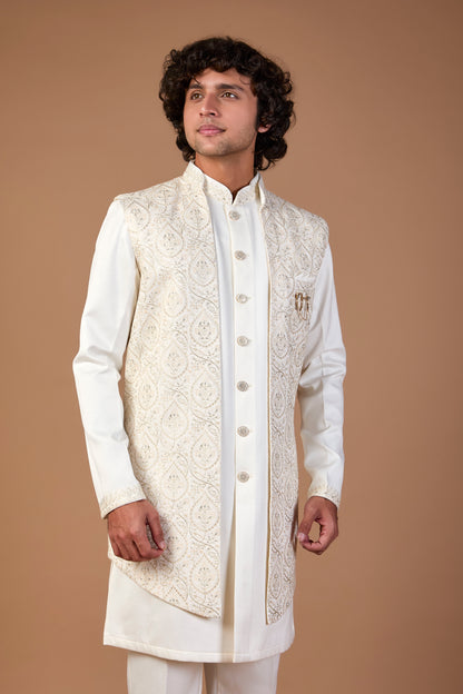 Premium Raw Silk Men’s Indo-western for Traditional Wear