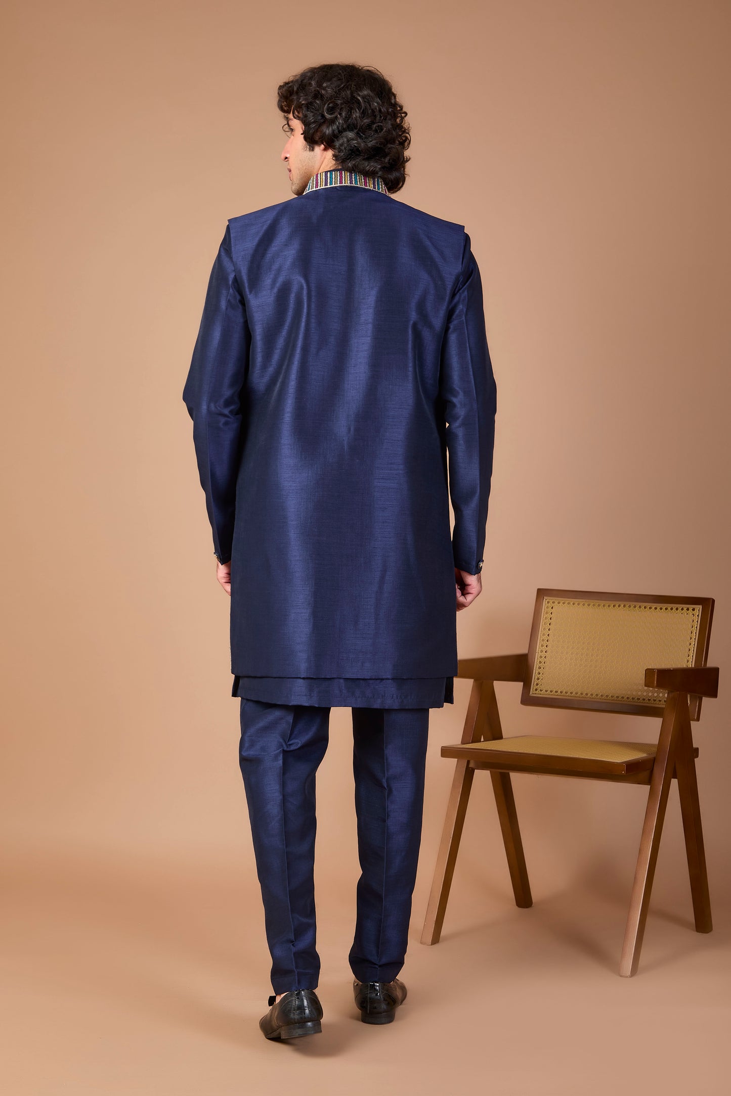 Navy Men's Indo-western with Elegance Embroidery work