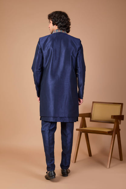 Navy Men's Indo-western with Elegance Embroidery work