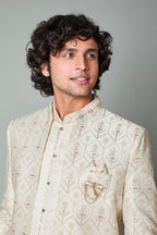 Cream Indo Western Sherwani for Men – Wedding & Engagement Ethnic Wear
