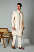 Cream Silk Indo Western for Men – Wedding Wear