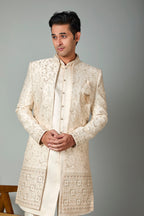 Cream Silk Indo Western for Men – Wedding Wear