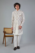 Raw Silk Off-white Men's Indo-western for Wedding and Engagement