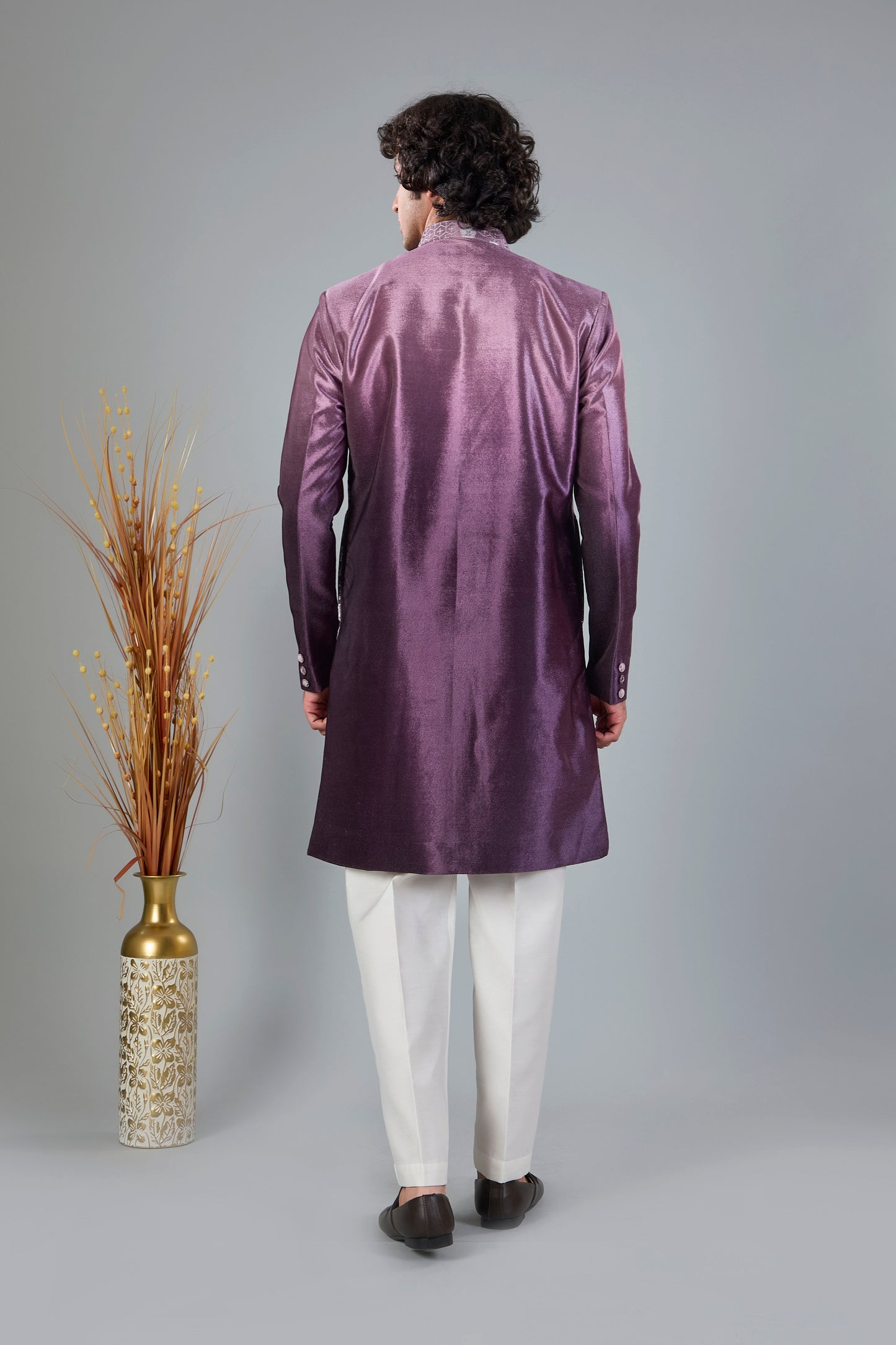 Wedding and Reception Wear Men Indo-western in Silk